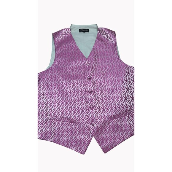 Ferrecci Mens L Pink Gray Swirl Vest Set Bow Tie Long Tie Formal Wedding New - Picture 2 of 7